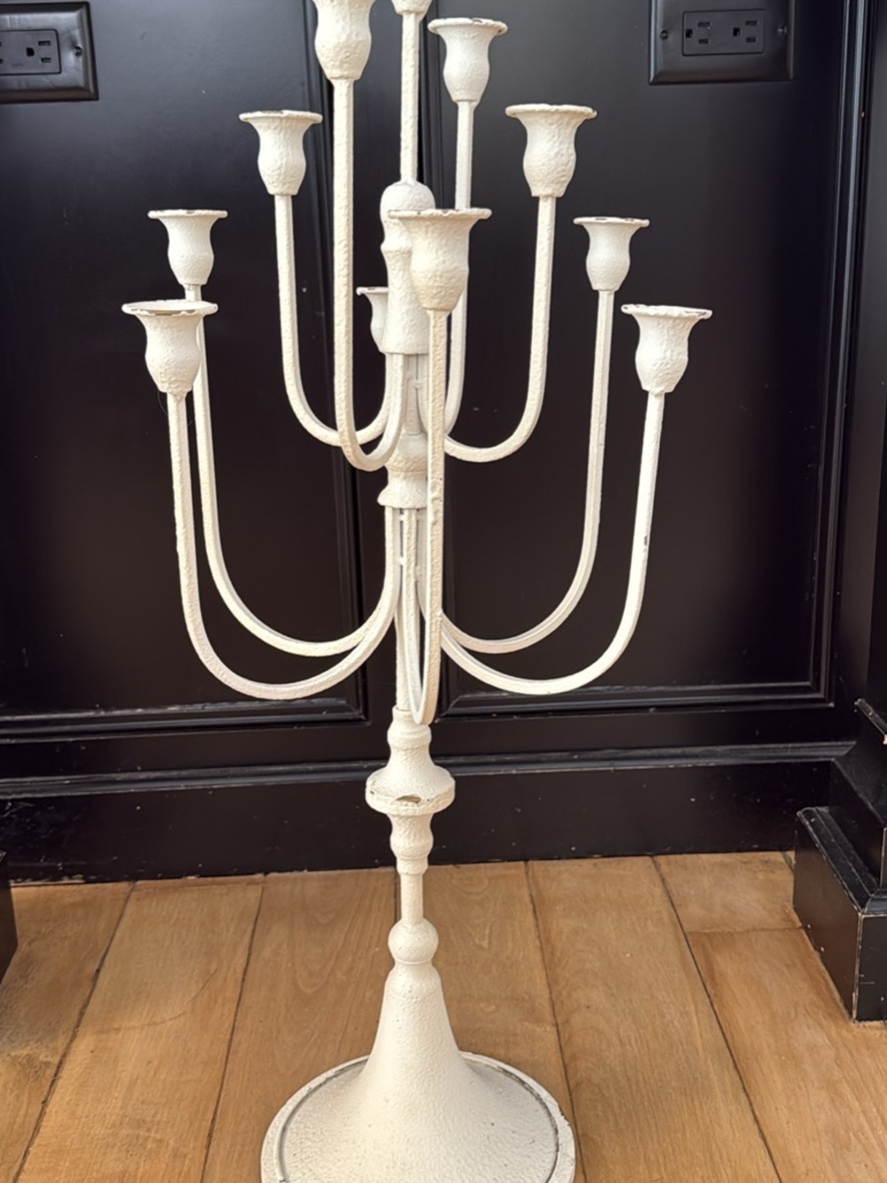 Cotton and Crete Cream Metal Candelabra - Home Accents
